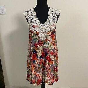 Umgee Dress Women’s Size Medium Lace Floral Tunic Dress